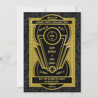 Invitación Partido de compromiso de 20 años con el Art Deco