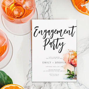 Invitación Partido de compromiso de acuarela Aperol Spritz