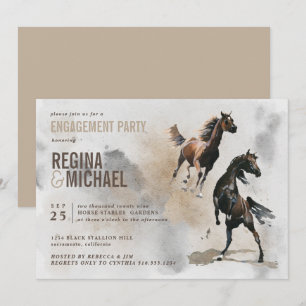 Invitación PARTIDO DE COMPROMISO DE acuarela de caballo salva