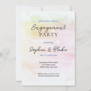 Invitación Partido de compromiso de acuarela de color rosa y