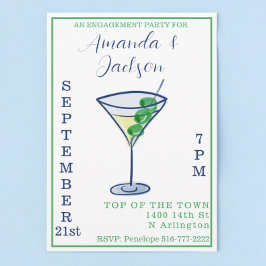 Invitación Partido de compromiso de acuarela Martini Cocktail