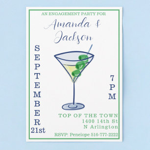 Invitación Partido de compromiso de acuarela Martini Cocktail