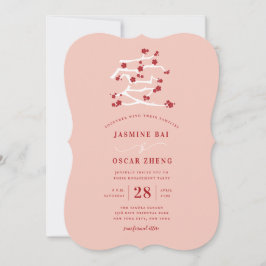 Invitación Partido de compromiso de amor de los cerezos rojos