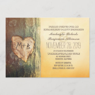 Invitación Partido de compromiso de árbol del corazón esculpi