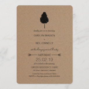 Invitación Partido de compromiso de árbol forestal de papel d