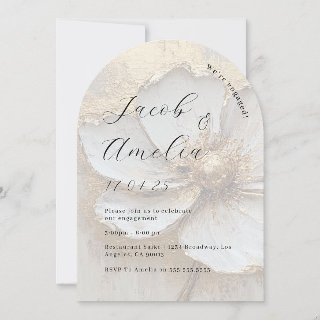Invitación Partido de Compromiso de Arco de Relieve metalizad (Anverso)