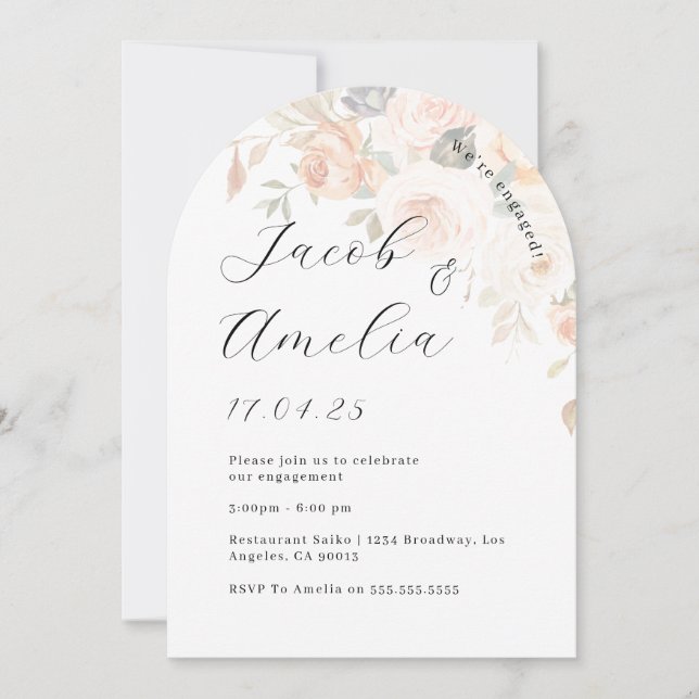 Invitación Partido de compromiso de arco floral de Naranja qu (Anverso)