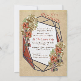 Invitación Partido de compromiso de arte de cuero y textura A