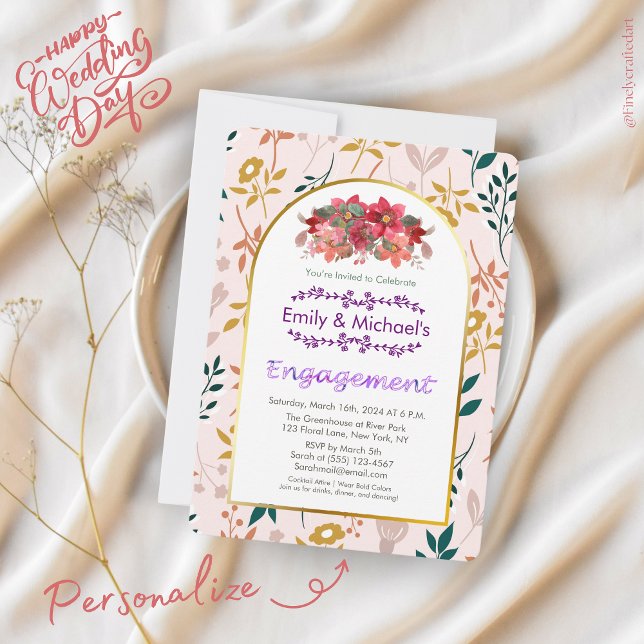 Invitación Partido de compromiso de audacia de primavera flor (Subido por el creador)