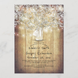 Invitación Partido de compromiso de Baby's Breath Mason Jar B