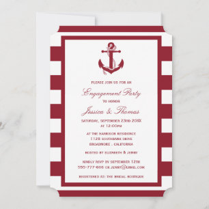 Invitación Partido de compromiso de banda roja de anclaje náu