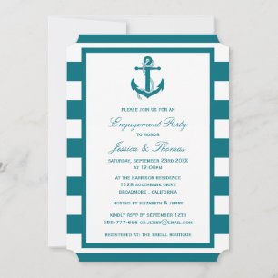Invitación Partido de compromiso de banda turquesa de anclaje