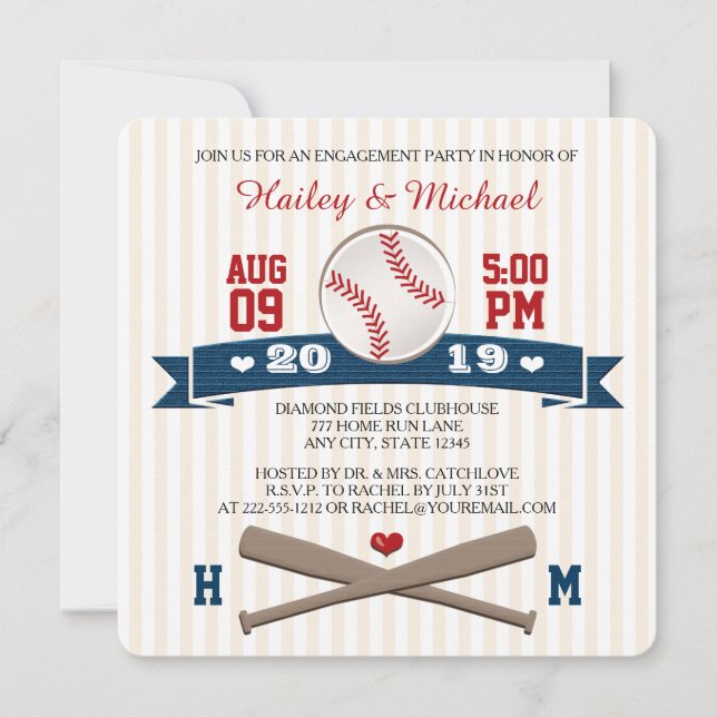 INVITACIÓN PARTIDO DE COMPROMISO DE BÉISBOL MONOGRAMADO (Anverso)