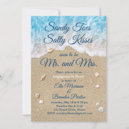 Invitación Partido de compromiso de Blue Beach Waves Sandy To