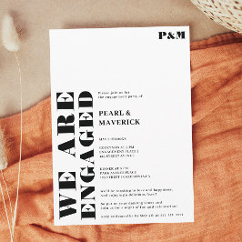 Invitación Partido de compromiso de boda blanco negro y negri