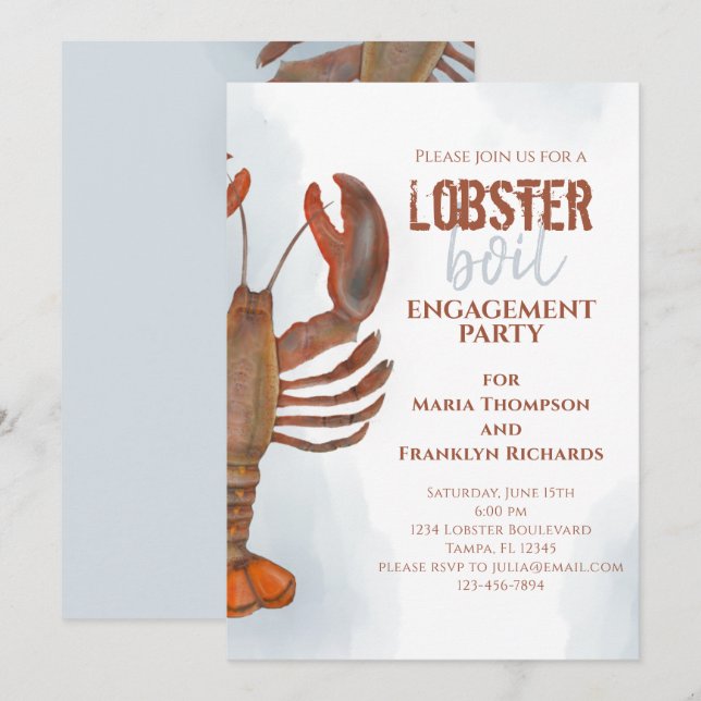 Invitación Partido de compromiso de boda Boil simple de lango (Anverso / Reverso)