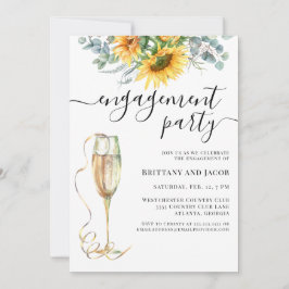 Invitación Partido de compromiso de Boda de girasol acuarela