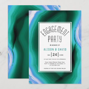 Invitación Partido de compromiso de boda de rebanada azul y v