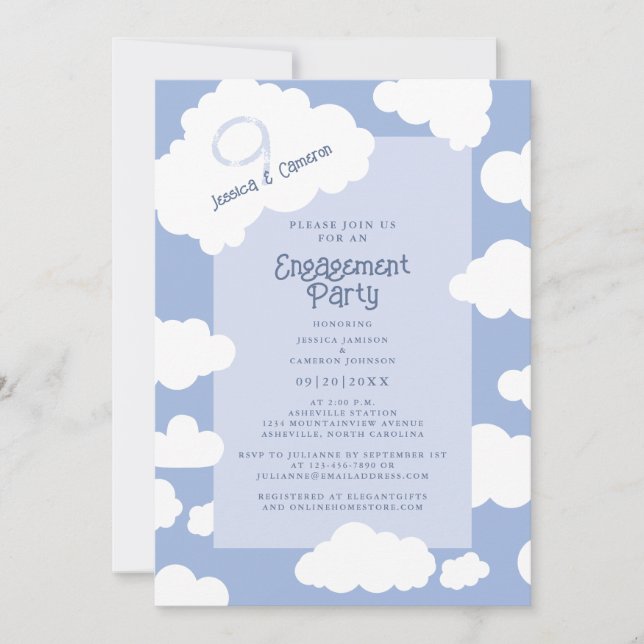Invitación Partido de compromiso de Boda divertido de Cloud 9 (Anverso)