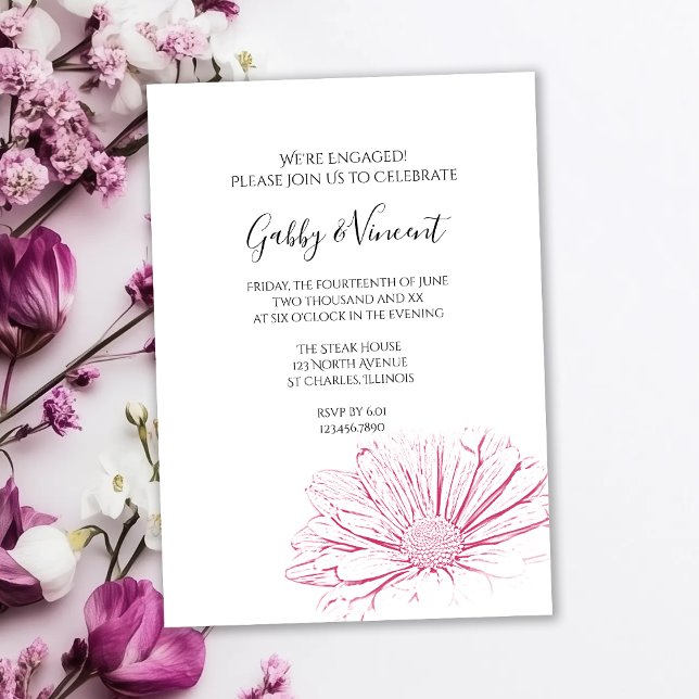 Invitación Partido de compromiso de Boda floral con efecto de (Subido por el creador)