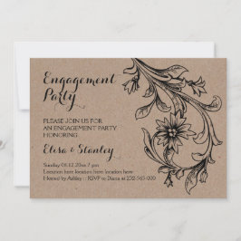 Invitación Partido de compromiso de boda floral de cartón Kra