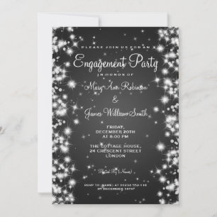 Invitación Partido de compromiso de Boda Negro esparcido de i