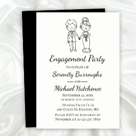 Invitación Partido de compromiso de Boda negro personalizado