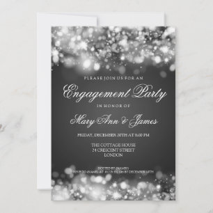 Invitación Partido de compromiso de boda Sparkling Lights Sil