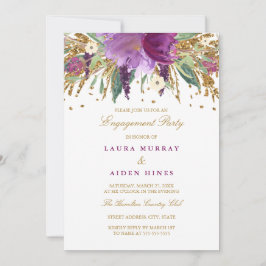 Invitación Partido de compromiso de Bodas de floral Sparkling