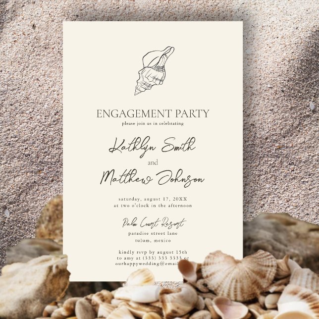 Invitación Partido de compromiso de Bodas de Shell Beach Ocea (Subido por el creador)