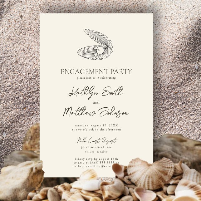 Invitación Partido de compromiso de Bodas de Shell Beach Ocea (Subido por el creador)