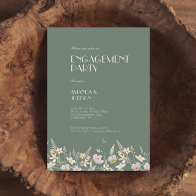 Invitación Partido de compromiso de Bodas de Wildflower Sage  (Subido por el creador)