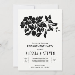 Invitación Partido de compromiso de bodas florales en blanco