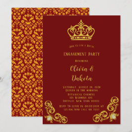 Invitación Partido de compromiso de Bodas Reales Rojos y Oro