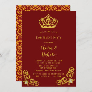 Invitación Partido de compromiso de Bodas Reales Rojos y Oro
