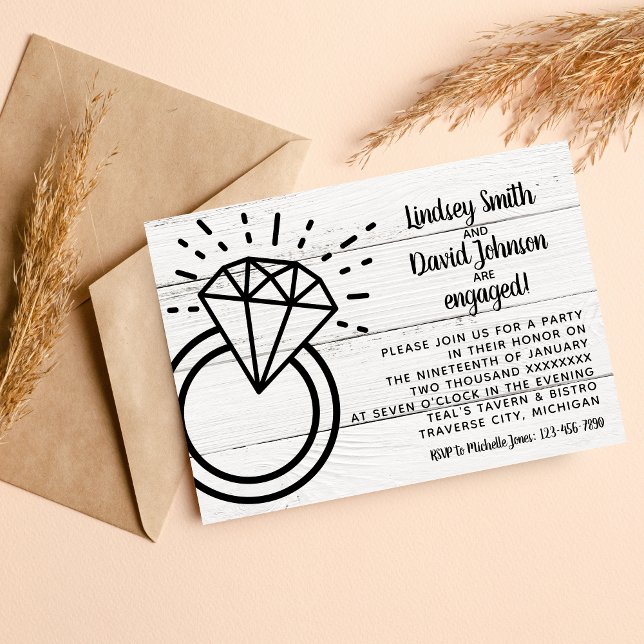 Invitación Partido de compromiso de Bodas Rústicos de Diamond (Subido por el creador)