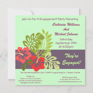 Invitación Partido de compromiso de Bodas tropicales florales
