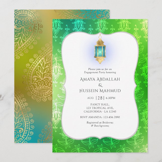 Invitación Partido de Compromiso de Bollywood de la Arabía Re (Anverso / Reverso)