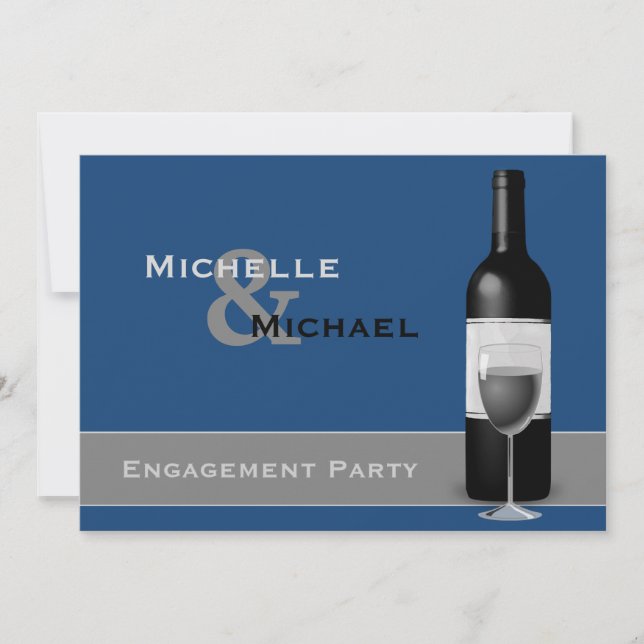 Invitación Partido de compromiso de botellas de vino moderno (Anverso)