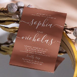 Invitación Partido de compromiso de caída del guión minimalis<br><div class="desc">Sencilla invitación minimalista de la fiesta de compromiso de escritura en tonos de terracota,  marrón rojizo,  color de tono de tierra para otoño / otoño boda. Por favor,  contáctame si necesitas artículos adicionales.</div>