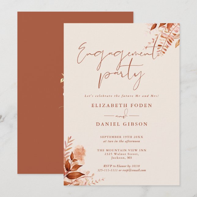 Invitación Partido de compromiso de caída floral rusa (Anverso / Reverso)