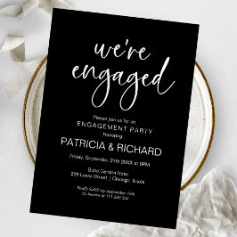 Invitación Partido de compromiso de caligrafía de Moda