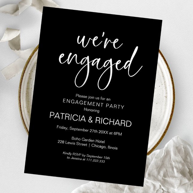 Invitación Partido de compromiso de caligrafía de Moda (Subido por el creador)