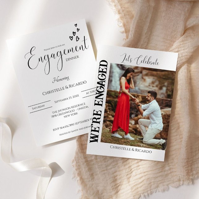 Invitación Partido de compromiso de caligrafía elegante (Subido por el creador)