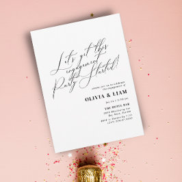 Invitación Partido de compromiso de caligrafía negra minimali