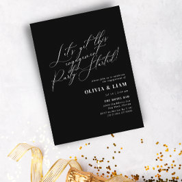 Invitación Partido de compromiso de caligrafía negra minimali