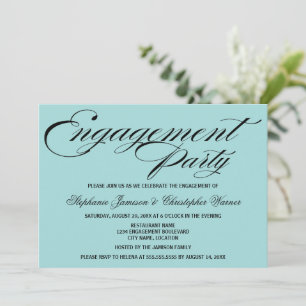 Invitación Partido de Compromiso de Calligraphy Elegance Aqua