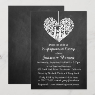 Invitación Partido de compromiso de Chalkboard de Árbol del C