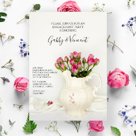 Invitación Partido de compromiso de Cocina Vintage y Rosas Ro