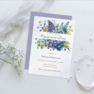 Invitación Partido de compromiso de color azul-violeta bohemi